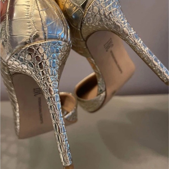 INC International Concepts Kenjay d’Orsay Stiletto Gold Croc-Embossed Women’s 8M - Picture 5 of 13